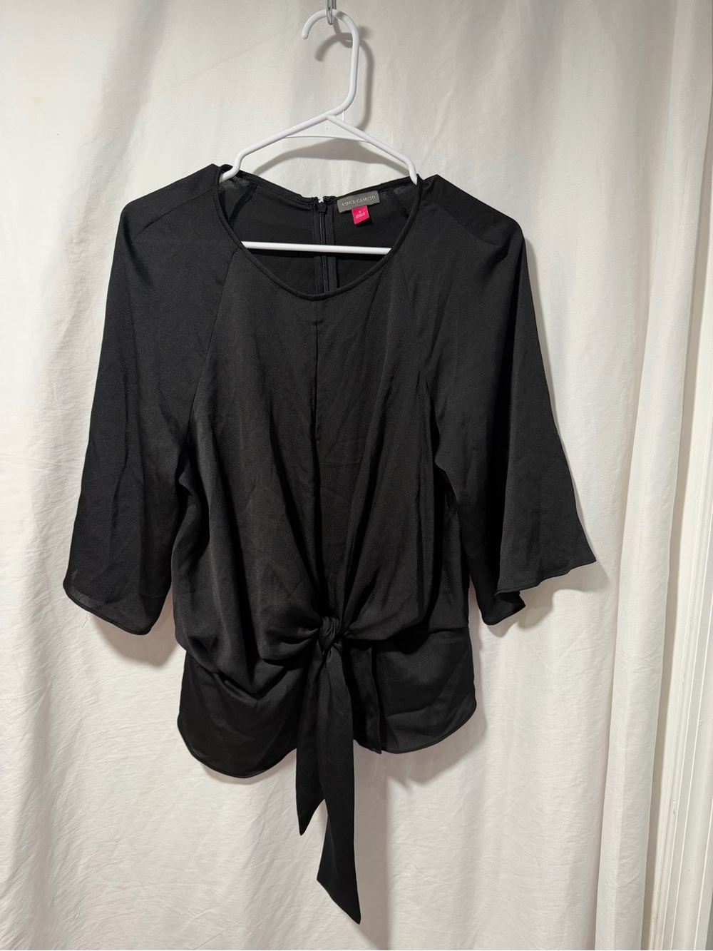 Vince Camuto Black Tie-Front Blouse